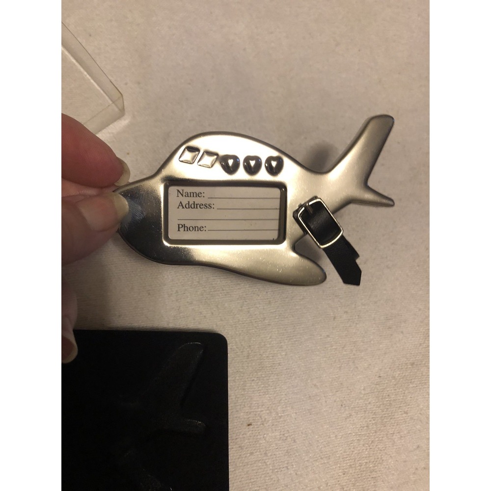 Luggage Tag, Kate Aspen Travel Silver finish airplane tag. lightweight Tag